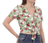 VERO MODA Damenbluse, Weiß/Rot, Blumenmuster, Easy Weiß, M, weiß, M