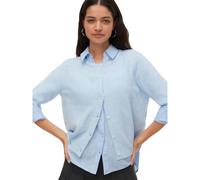 Strickjacke VERO MODA "VMDOFFY 2/4 O-NECK BUTTON CARDIGAN NOOS", Damen, Gr. XS, cashmere blau detail:melange, Strick, Obermaterial: 94% Polyester, 3% Elasthan, 3% Nylon, meliert, regular fit normal, R
