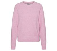Rundhalspullover VERO MODA "VMDOFFY LS O-NECK BLOUSE GA NOOS", Damen, Gr. S (36), pink (fuchsia pink detail:melange), Strick, Obermaterial: 94% Polyester, 3% Elasthan, 3% Nylon, meliert, modisch, regu