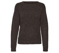 Vero Moda Bluse Damen VMDOFFY O-Neck – Materialmix, Regular Fit – Chocolate Torte/Black Melange, S