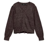 Strickjacke VERO MODA "VMDOFFY LS V-NECK CARDIGAN NOOS", Damen, Gr. S, chocolate torte detail:schwarz melange, Strick, Obermaterial: 94% Polyester, 3% Elasthan, 3% Nylon, meliert, regular fit normal, 