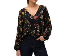 VERO MODA Easy Joy Damenbluse, Schwarz mit Blumen, Schwarz , Small