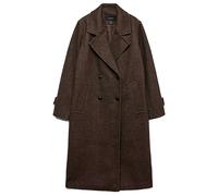 Langmantel VERO MODA "VMEVA LONG COAT NOOS", Damen, Gr. S, braun (chocolate torte detail:melange), Web, Obermaterial: 100% Polyester, meliert, knieumspielend, V-Ausschnitt, Mäntel, Kunstfaser (3125401