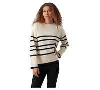 Vero Moda Saba Stripe O Neck Sweater Beige,Schwarz XS Frau (Herstellerartikelnummer: 10278319-Birch/StripesWBlack-XS)