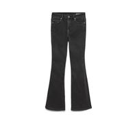 Bootcut-Jeans VERO MODA "VMFLASH MR FLARED JEANS LI170 GA NOOS", Damen, Gr. XS (34), Länge 34, schwarz, Denim/Jeans, Obermaterial: 65% Baumwolle, 18% Polyester, 8% Viskose, 7% Elastomultiester, 2% Ela
