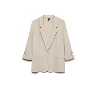 VERO MODA Loose Fit Kurzblazer aus Viskose-Leinen-Mix Modell 'JESMILO' in Sand, Größe XL