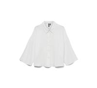 Hemdbluse VERO MODA "VMNATALI CROP SHIRT WVN NOOS", Damen, Gr. XS, weiß (snow weiß), Web, Obermaterial: 100% Baumwolle, unifarben, regular fit kurz, weit, Blusen Hemdbluse, Baumwolle, loose fit (42336