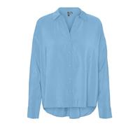 Hemdbluse VERO MODA "VMQUEENY LS OVERSIZE SHIRT WVN GA NOOS" Gr. S (36), blau (bonnie blue) Damen Blusen langarm (40621764-S) bonnie blue
