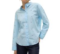 VERO MODA Damen Langarm Bluse VMOdona Hemdbluse mit gestickten Kirschen 10324629 Airy Blue Emb Cherry S