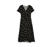 Sommerkleid VERO MODA "VMJOAN S/S 7/8 SHIRT DRESS WVN BTQ", Damen, Gr. XS, N-Gr, schwarz aop:joan, Web, Obermaterial: 92% Viskose, 8% Polyester, bedruckt, wadenlang, V-Ausschnitt, Kleider Sommerkleid,