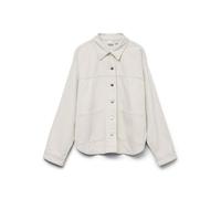 Jeansjacke VERO MODA "VMJAMIE LS DENIM SHACKET MIX NOOS", Damen, Gr. L, beige (birch), Denim/Jeans, Obermaterial: 80% Baumwolle, 20% Polyester, unifarben, loose fit normal, Jacken Jeansjacke, Baumwoll