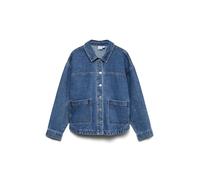 Jeansjacke VERO MODA "VMJAMIE LS DENIM SHACKET MIX NOOS", Damen, Gr. S, blau (medium blau denim), Denim/Jeans, Obermaterial: 80% Baumwolle, 20% Polyester, unifarben, loose fit normal, Jacken Jeansjack