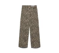 High-waist-Jeans VERO MODA "VMTESSA HR WIDE STRETCH AOP JEANS NOOS", Damen, Gr. 30, Länge 32, silber mink aop:zebra, Denim/Jeans, Obermaterial: 97% Baumwolle, 3% Elasthan, bedruckt, oversize lang, Jea