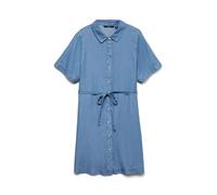 Vero Moda Hemdblusenkleid VMBREE SS SHORT TENCEL – 100% Lyocell, kurz, blau denim, Damen, Gr. M
