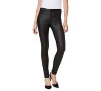 Stretch-Hose VERO MODA "VMSEVEN COATED" Gr. S, Länge 34, schwarz (black) Damen Hosen Röhrenhosen (71143768-S)