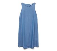 Maxikleid VERO MODA "VMFLEUR SL SHORT TENCEL DRESS GA", Damen, Gr. S (36), N-Gr, blau (medium blau denim), Web, Obermaterial: 100% Lyocell, unifarben, modisch, regular fit knöchellang, Kurzarm, Kleide