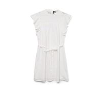 Minikleid VERO MODA "VMTRINE SL SHORT LACE DRESS WVN GA NOOS", Damen, Gr. XS (34), N-Gr, weiß (snow weiß), Web, Obermaterial: 100% Baumwolle, unifarben, modisch, regular fit knielang, Rundhals, Kurzar