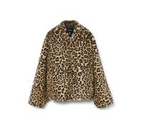 Vero Moda Webpelzjacke SONJALIGA – Regular Fit, Allover-Muster, Mittelbraun Mel, Größe M