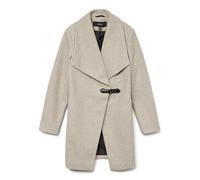 Kurzmantel VERO MODA "VMPOP NATTIE COAT GA BOO", Damen, Gr. M, silber (silber mink detail:melange), Web, Obermaterial: 100% Polyester, meliert, regular fit, V-Ausschnitt, Mäntel (76317960-M) silber mi