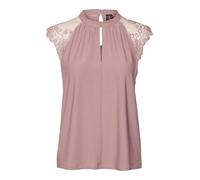 Spitzentop VERO MODA "VMMILLA SL LACE TEE", Damen, Gr. XS, rosa (nostalgia rose), Jersey, Obermaterial: 95% Polyester, 5% Elasthan, unifarben, normal, Rundhals, Tops Spitzentop, Materialmix, regular f