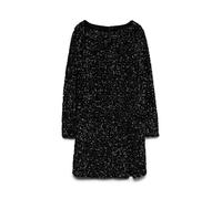Midikleid VERO MODA "VMBELLA LS SHORT SQ DRESS JRS GA", Damen, Gr. M, N-Gr, schwarz detail:schwarz sequins, Jersey, Obermaterial: 100% Polyester, Glitzermuster, slim fit kurz, U-Boot-Ausschnitt, Kleid
