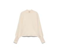 Strickpullover VERO MODA "VMHOLLYKARIS LS FUNNELNECK PULLOVER BOO", Damen, Gr. S, beige (birch), Strick, Obermaterial: 50% Viskose, 28% Polyester, 22% Nylon, unifarben, normal, hoch geschlossener Auss