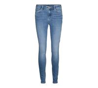 Skinny-fit-Jeans VERO MODA CURVE "VMCFLASH MR SKINNY JEANS LI347 GA CUR", Damen, Gr. 44, Länge 32, blau (medium blau denim), Denim/Jeans, Obermaterial: 89% Baumwolle, 9% Elastomultiester, 2% Elasthan,