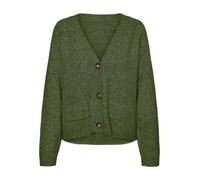 Strickjacke VERO MODA "VMBOOM LS V-NECK BUTTON CARDIGAN GA NOOS", Damen, Gr. XS, cypress detail:melange, Strick, Obermaterial: 85% Polyester, 7% Polyacryl, 5% Wolle, 3% Elasthan, meliert, loose fit hü
