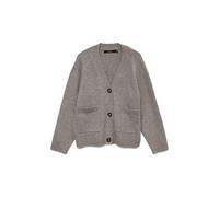 Strickjacke VERO MODA "VMBOOM LS V-NECK BUTTON CARDIGAN GA NOOS", Damen, Gr. XS, grau (moon rock detail:melange), Strick, Obermaterial: 85% Polyester, 7% Polyacryl, 5% Wolle, 3% Elasthan, meliert, loo