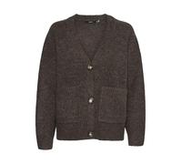 Strickjacke VERO MODA "VMBOOM LS V-NECK BUTTON CARDIGAN GA NOOS", Damen, Gr. S, braun (chocolate torte detail:melange), Strick, Feinstrick, Obermaterial: 85% Polyester, 7% Polyacryl, 5% Wolle, 3% Elas