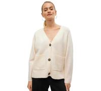 Vero Moda Strickjacke Boom V-Ausschnitt Knopfleiste mit Woll-Anteil Beige Melange Größe S