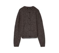 Strickjacke VERO MODA "VMNOVAH LS O-NECK BUTTON CARDI GA NOOS", Damen, Gr. S, braun (chocolate torte detail:with dtm button), Strick, Obermaterial: 70% Polyester, 21% Nylon, 8% Wolle, 1% Elasthan, reg
