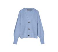 Strickjacke VERO MODA "VMLEA LS V-NECK CUFF CARDIGAN NOOS", Damen, Gr. XL, brunnera blau, Strick, Obermaterial: 100% Polyacryl, unifarben, regular fit normal, V-Ausschnitt, Rippbündchen, Strickjacken