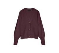 Strickjacke VERO MODA "VMLEA LS V-NECK CUFF CARDIGAN NOOS", Damen, Gr. M, lila (winetasting), Strick, Obermaterial: 100% Polyacryl, unifarben, regular fit normal, V-Ausschnitt, Rippbündchen, Strickjac