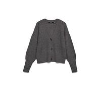 Strickjacke VERO MODA "VMLEA LS V-NECK CUFF CARDIGAN NOOS", Damen, Gr. M, schwarz (asphalt detail:with phantom, tornado), Strick, Obermaterial: 100% Polyacryl, unifarben, regular fit normal, V-Ausschn