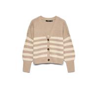Vero Moda Relaxed Fit Strickjacke mit V-Ausschnitt Modell 'LEA' in Taupe, Größe M