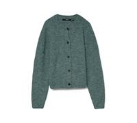 Strickjacke VERO MODA "VMNOVAH LS O-NECK BUTTON CARDI GA NOOS", Damen, Gr. L, balsam grün, Strick, Obermaterial: 70% Polyester, 21% Nylon, 8% Wolle, 1% Elasthan, unifarben, regular fit hüftlang, Rundh