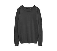 Vero Moda Rundhalspullover VMCARE Structure LS O-Neck Damen 100% Baumwolle Dunkelgrau Melange Gr. M