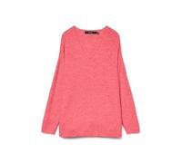 V-Ausschnitt-Pullover VERO MODA "VMCREWLEFILE LS V-NECK BLOUSE NOOS", Damen, Gr. XL, coral paradise detail:melange, Strick, Obermaterial: 70% Polyacryl, 27% Nylon, 3% Elasthan, meliert, regular fit hü