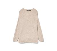Vero Moda Pullover Crewlefile V-Ausschnitt überschnittene Schultern Offwhite meliert XL