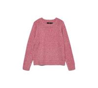 Rundhalspullover VERO MODA "VMDOFFY LS O-NECK BLOUSE GA NOOS", Damen, Gr. M, jazzy detail:with weiß melange, Strick, Obermaterial: 94% Polyester, 3% Elasthan, 3% Nylon, meliert, regular fit normal, Ru