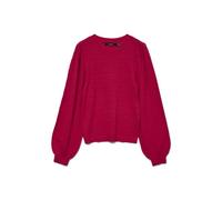 Strickpullover VERO MODA "VMLIMONE LS O-NECK PULLOVER BOO", Damen, Gr. M, pink (jazzy), Strick, Obermaterial: 52% Viskose, 28% Polyester, 20% Nylon, unifarben, regular fit normal, Rundhals, Pullover S