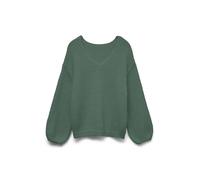 Strickpullover VERO MODA "VMMAYBE LS 2WAY V-NECK PULLOVER NOOS", Damen, Gr. M, laurel wreath, Strick, Obermaterial: 100% Polyester, unifarben, loose fit normal, V-Ausschnitt, Strickbündchen, Pullover