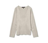Strickpullover VERO MODA "VMSILJE LS V-NECK PULLOVER GA NOOS", Damen, Gr. S, gelb (moonbeam), Strick, Obermaterial: 77% Viskose, 23% Polyester, unifarben, loose fit normal, V-Ausschnitt, Pullover Stri