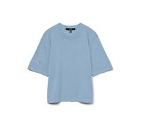 Kurzarmpullover VERO MODA "VMSILJE 2/4 O-NCK OVERSIZE PULL GA NOOS", Damen, Gr. S (36), blau (cashmere blau), Strick, Obermaterial: 77% Viskose, 23% Polyester, unifarben, modisch, oversize, Rundhals,
