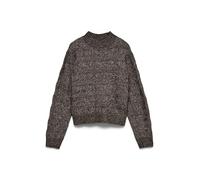 Strickpullover VERO MODA "VMVIRGO LS HIGHNECK PULLOVER BF", Damen, Gr. S, chocolate torte detail:with melange, Strick, Obermaterial: 89% Polyester, 11% Polyacryl, meliert, regular fit, hoch geschlosse