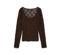 VERO MODA - VMFLORA LS 2-WAY LACE TOP JRS NOOS Chocolate Torte - Gr. - XL