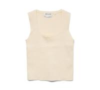 Stricktop VERO MODA "VMPOPPY SL SQUARE NECK TOP VMA NOOS", Damen, Gr. XL, weiß (bone weiß), Rippstrick, Obermaterial: 60% Polyester, 40% Viskose, unifarben, regular fit taillenbedeckt, tiefer Rundhals