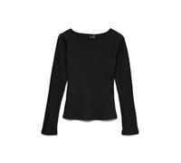 Langarmshirt VERO MODA "VMRUBY LS TOP JRS NOOS", Damen, Gr. S, schwarz, Rippware, Obermaterial: 93% Baumwolle, 7% Elasthan, unifarben, normal taillenbedeckt, U-Boot-Ausschnitt, Shirts Langarmshirt, Ba