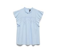 Vero Moda Regular Fit Blusentop aus reiner Baumwolle Modell 'TRINE' in Hellblau, Größe L